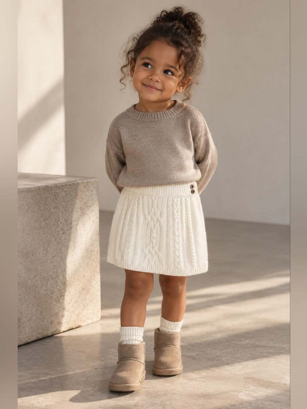 Girls Cream Cable Knit Skirt 2T Ivory Sweater Skirt Cottagecore Preppy